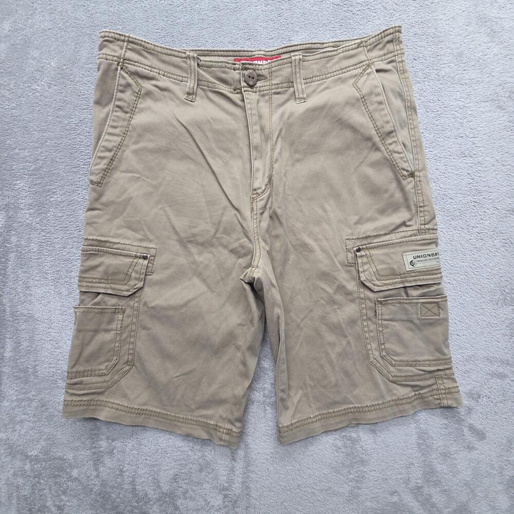 UNIONBAY Shorts Mens 34x11 Beige Cargo Cotton Spandex Pockets